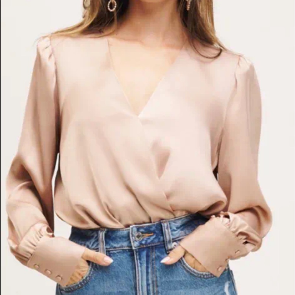 Silky wrap blouse bodysuit